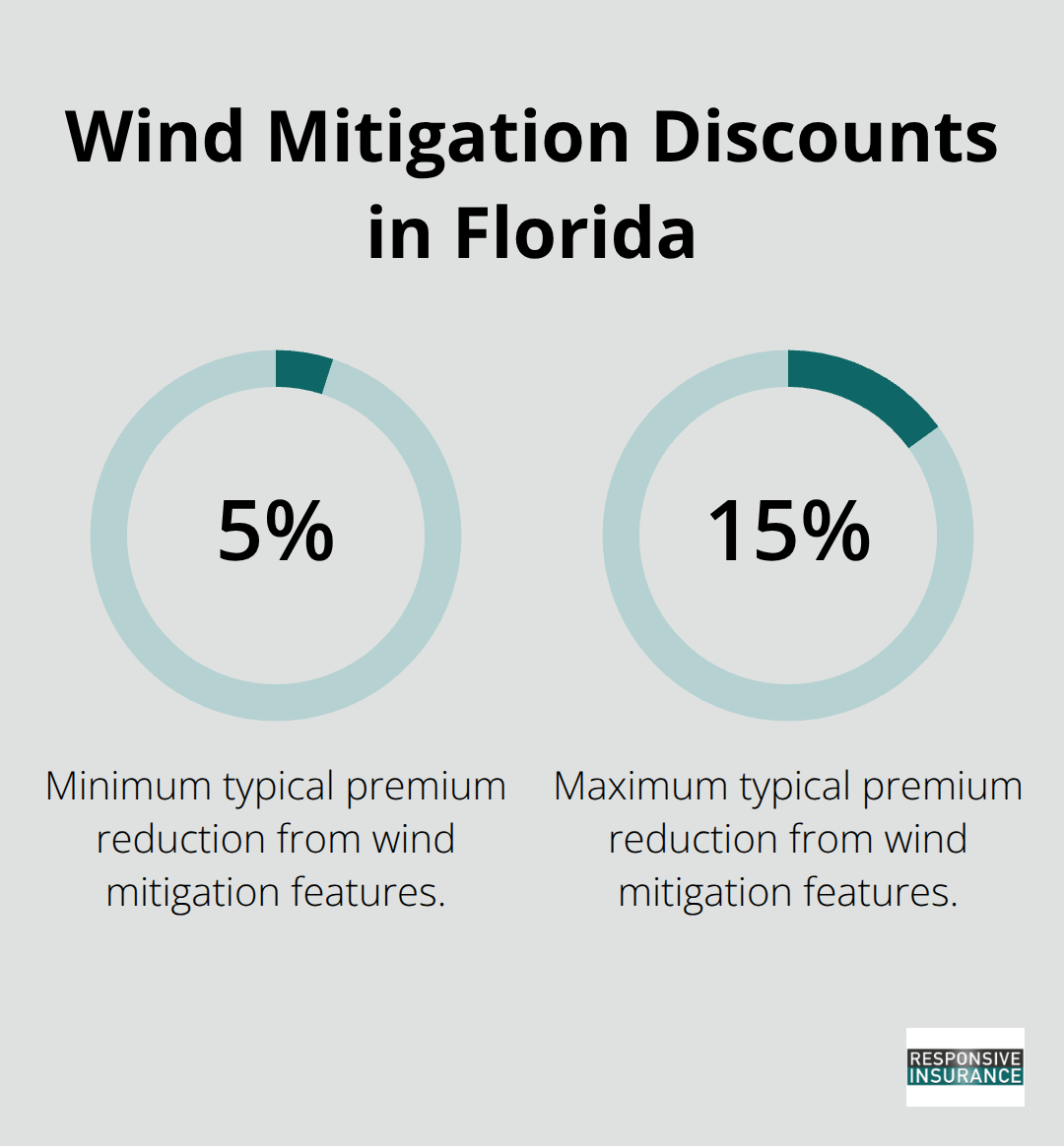 Percentage chart illustrating typical wind mitigation premium discounts for Florida homeowners.