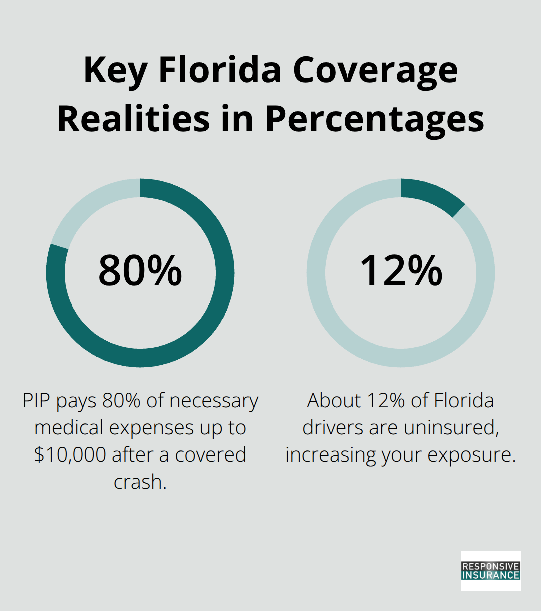 Percentage chart highlighting PIP coverage share and Floridas uninsured driver rate