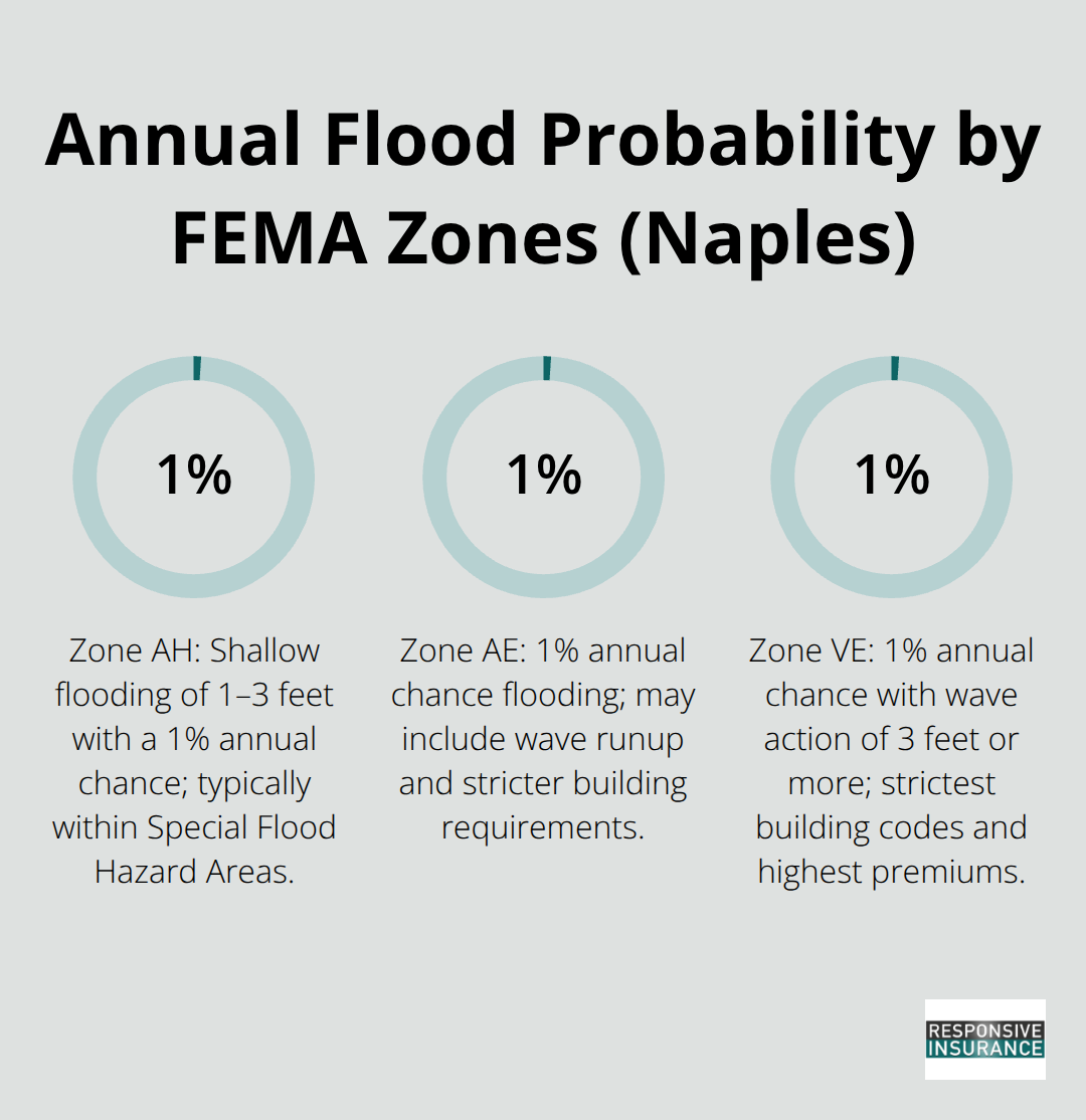 Visual showing 1% annual flood chance for FEMA Zones AH, AE, and VE in Naples. - Naples flood risk assessment