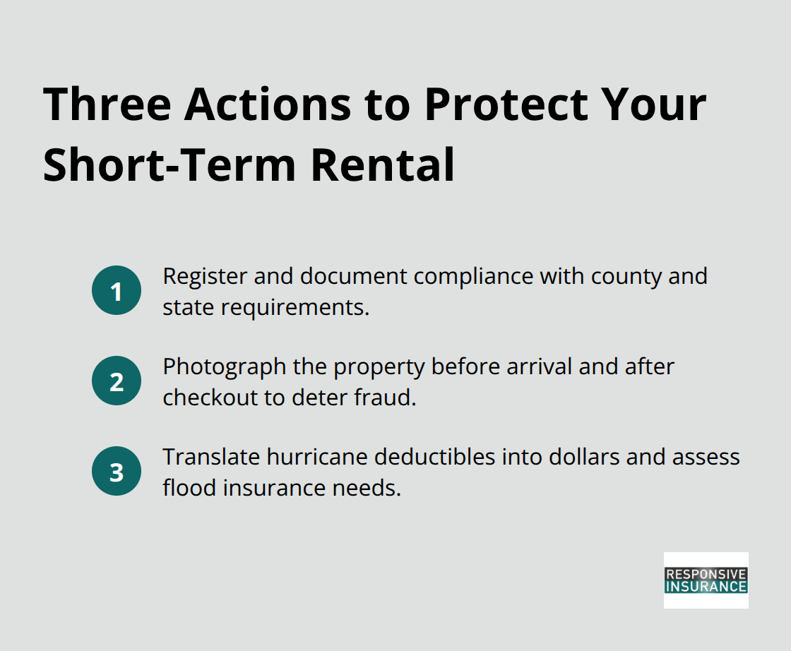Compact list of three concrete actions for Florida short-term rental owners. - Short term rental insurance Florida