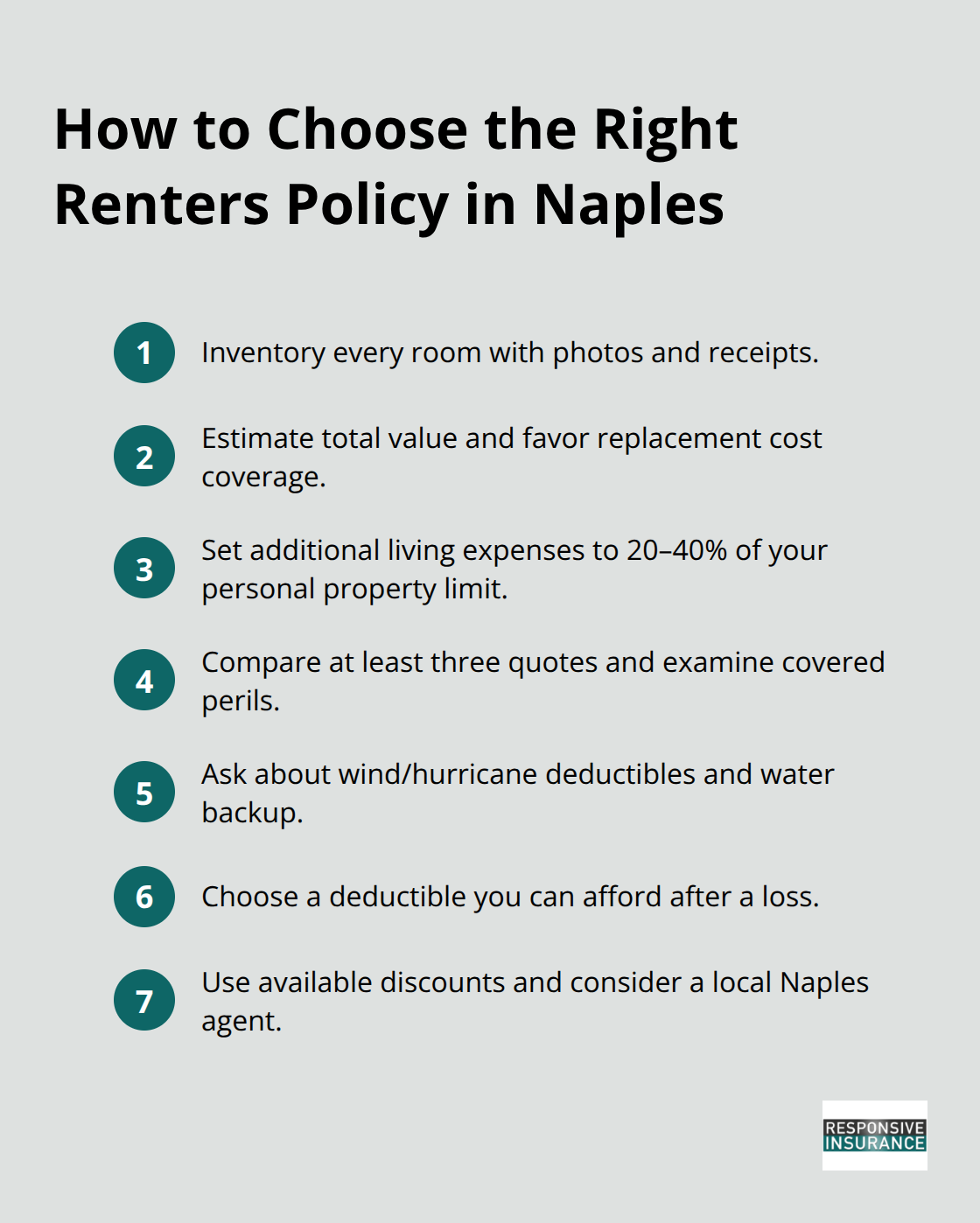 Compact checklist for selecting the right renters insurance coverage in Southwest Florida - Southwest Florida rental insurance