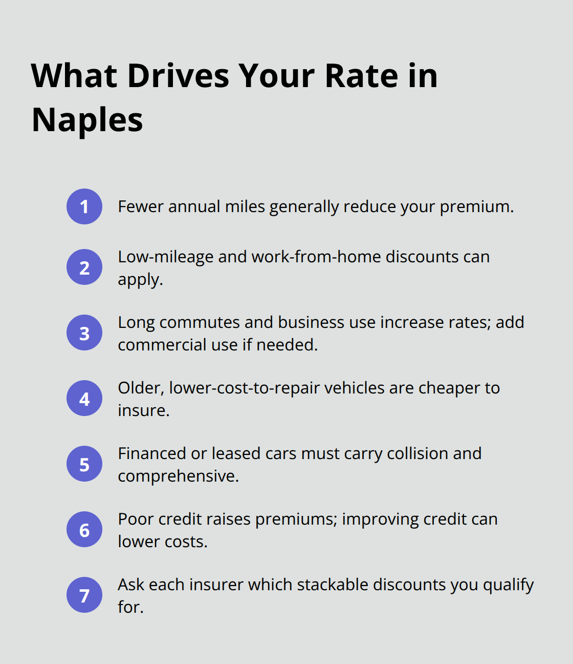 Top factors that raise or lower car insurance premiums in Naples, Florida - best car insurance in florida