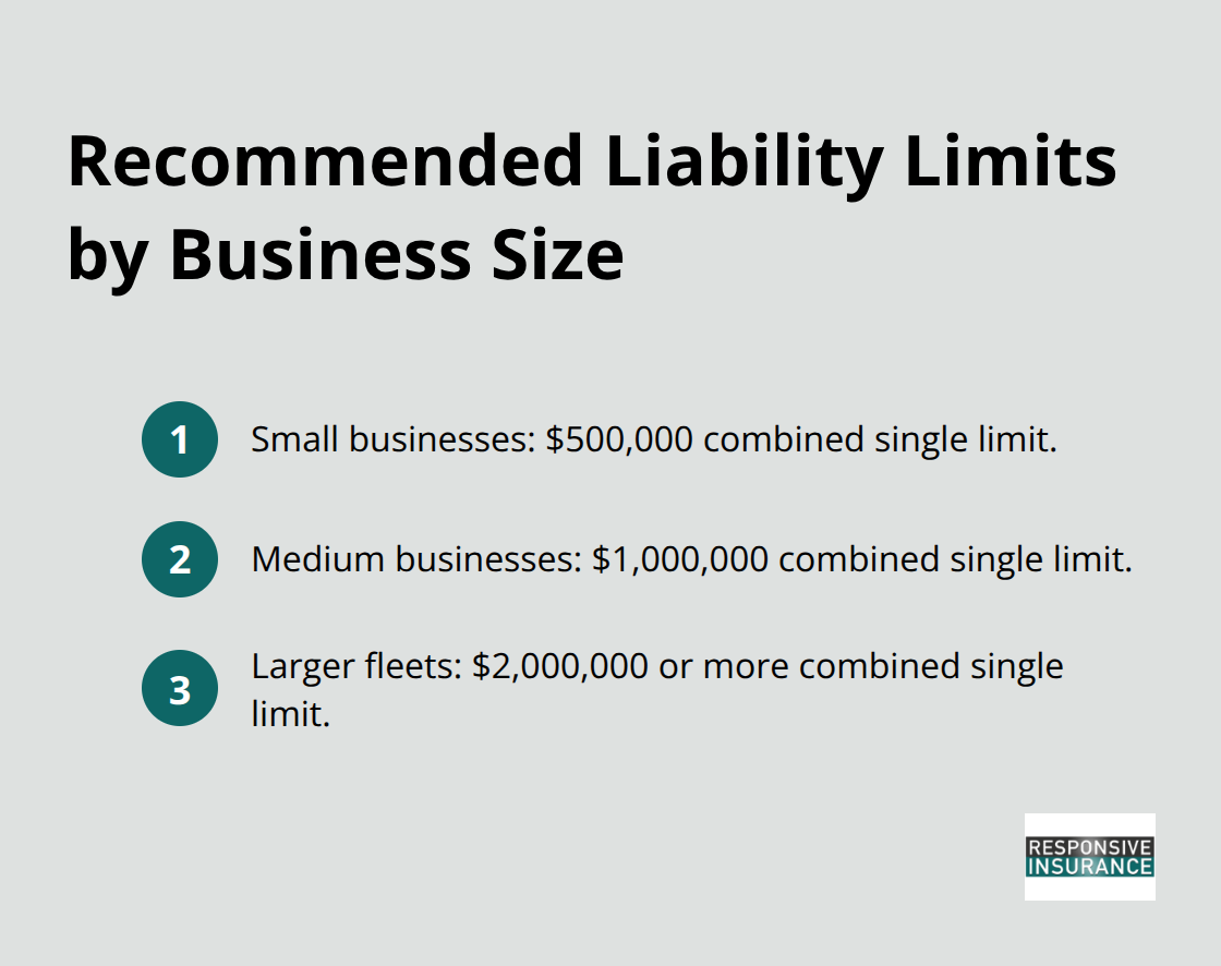 Compact ordered list of suggested commercial auto liability limits by business size
