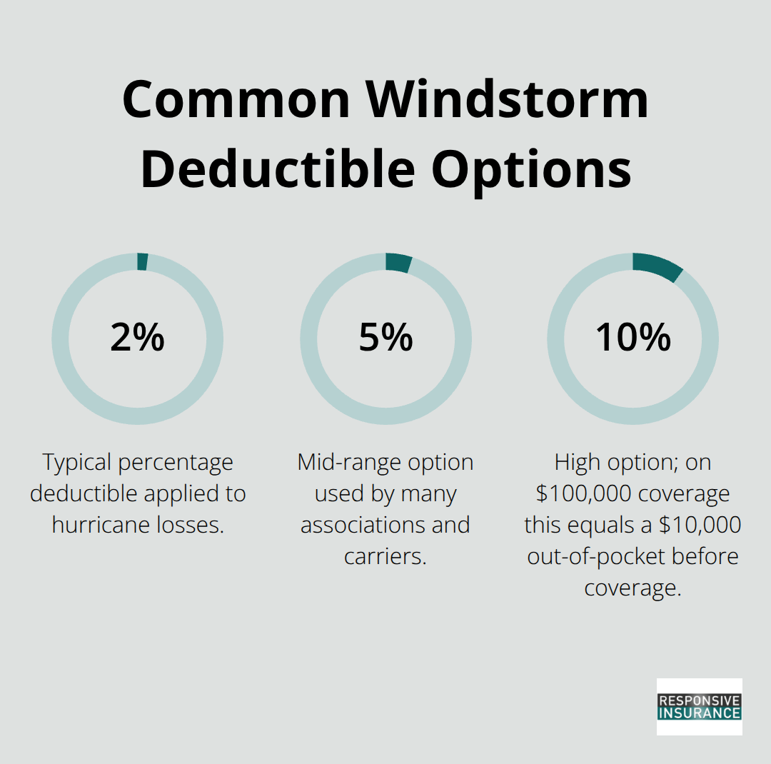 Percent-based windstorm deductibles typically used for Florida condo policies with an example impact. - homeowners insurance florida condo