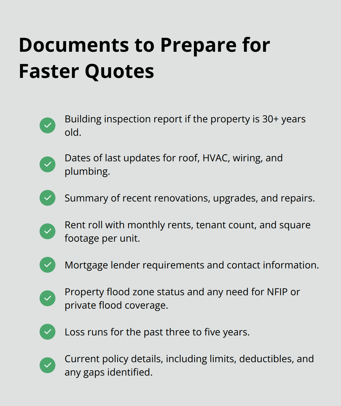 Checklist of documents Naples landlords should gather before requesting rental property insurance quotes